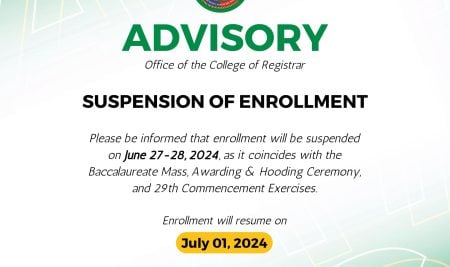 ADVISORY | SUSPENSION OF ENROLLMENT