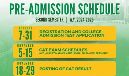 Pre-admission for the 2nd Semester, AY 2024-2025 at ASSCAT is now open!