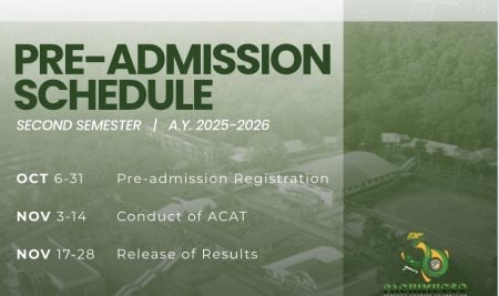 2nd Semester Pre-Admission Schedule A.Y. 2025-2026