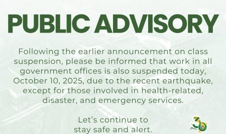 PUBLIC ADVISORY: Suspension of Work Due to Earthquake