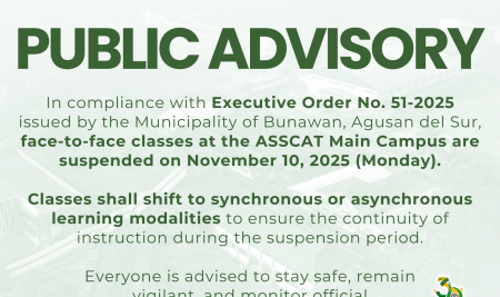 PUBLIC ADVISORY: Suspension of Face-to-face Classes Due to Typhoon Uwan