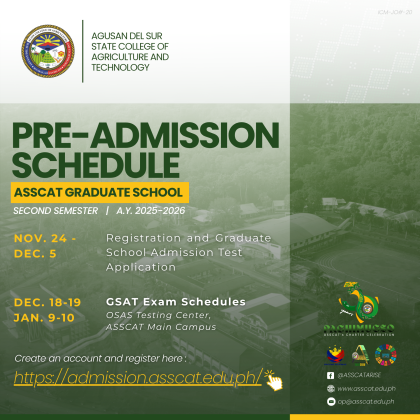 ASSCAT GRADUATE SCHOOL: Pre-admission Schedule
